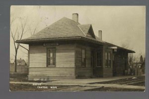 Canton MINNESOTA RPPC 1908 DEPOT TRAIN STATION nr Mabel Harmony Decorah Iowa