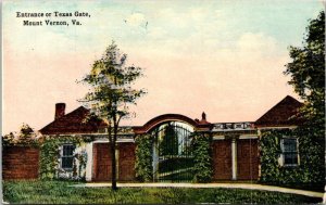 Entrance Texas Gate Mount Vernon VA Virginia Antique Postcard DB UNP Unused