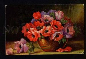 3051549 POPPY in Vase UnSign C. KLEIN vintage PC