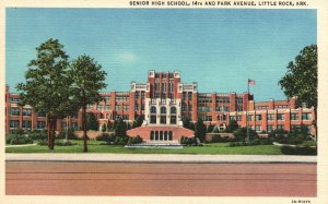 Vintage Postcard 1930's Senior High School 14th And Park Avenue Little Rock AR