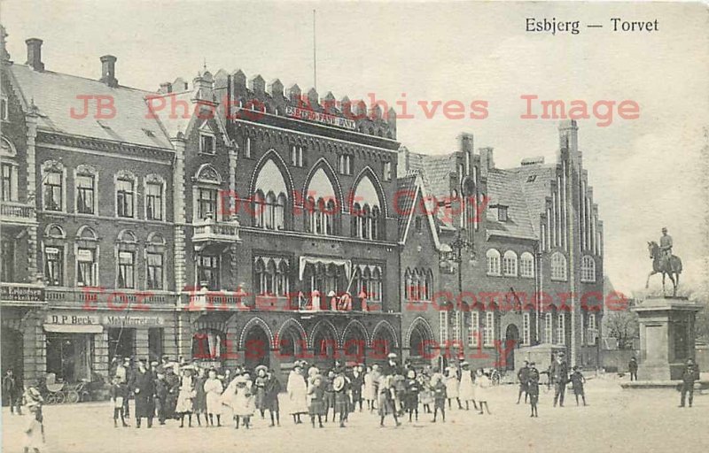 Denmark, Esbjerg, Torvet, Square, Storefronts, Bank, CJC No 1043
