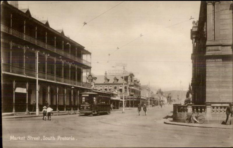 South Pretoria Market Street Trolley c1915 Real Photo Postcard