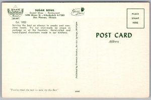 Vtg Des Plaines Illinois IL Sugar Bowl Cypress Inn Restaurant 1950s Postcard