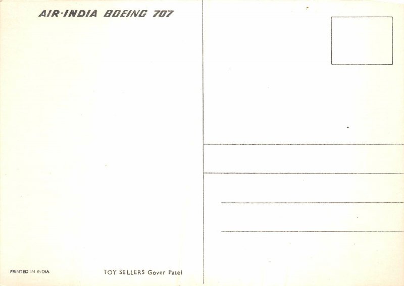 Lot 92 air india boeing 707 toy sellers gover patel painting postcard plane