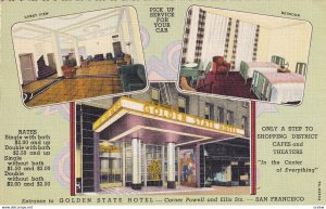 SAN FRANCISCO, California, 1930-1940's; Golden State Hotel, Bedroom And Lobby...