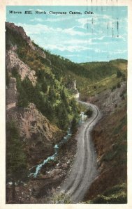 Vintage Postcard Miners Hill Steepest North Cheyenne Canon Colorado Springs CO