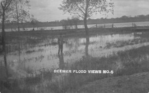 RPPC Beemer, Nebraska Flood, Cuming County 1910s Vintage Photo Postcard