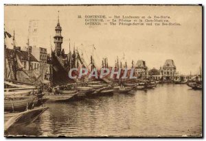 Old Postcard Oostende Ret Loowezen in Zee Statie Boat