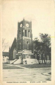 Storm Lake Iowa Presbyterian Church Albertype 1920s Postcard 21-5434