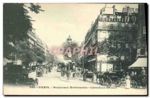 Old Postcard Paris Boulevard Montmartre Carrefour Drouot