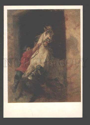 089962 HORSE in Stable by SVERCHKOV Old Russian Color PC