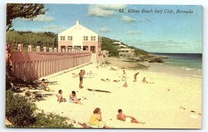 1950s BERMUDA ELBOW BEACH SURF CLUB SUN BATHING OCEANSIDE POSTCARD P3097