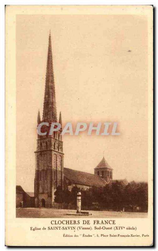 Old Postcard Steeples De France Church of Saint Savin South West