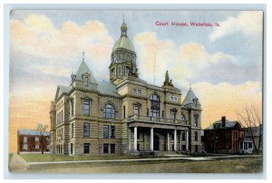 c1910's Court House Building Street View Waterloo Iowa IA Antique Postcard