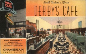 Chamberlain SD Derby's Caf‚ Neon Sign NICE LINEN Postcard