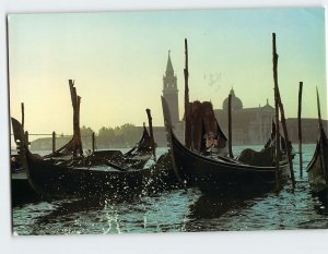 Postcard S. Giorgio with gondolas at rest, Venice, Italy