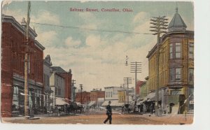1912 CRESTLINE Ohio Postcard SELTZER STREET Man CLOTHING STORE