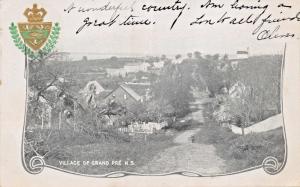 GRAND PRÉ NOVA SCOTIA CA~VILLAGE VIEW~McCOY EMBOSSED  GILT SHIELD  POSTCARD 1906