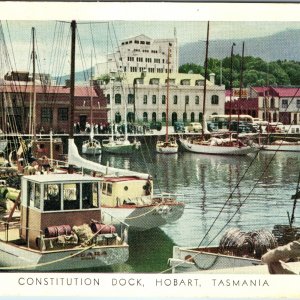 1958 Hobart Tasmania Dock Postcard Pharma Advertising Abbott Pentothal Sodium