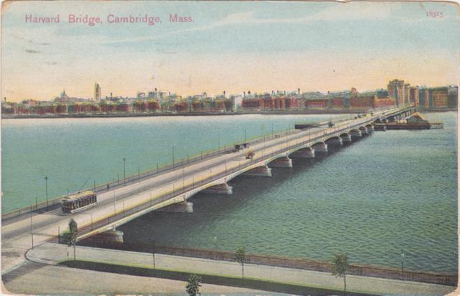 Trolley on Harvard Bridge - Cambridge MA, Massachusetts - pm 1911 - DB