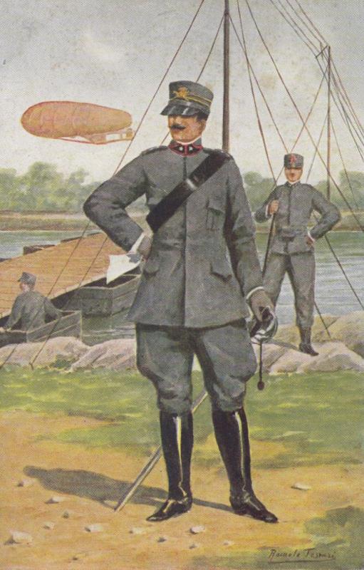 Esercito Genio Italian Italiano Soldier at Boat Military Uniform Army Postcard