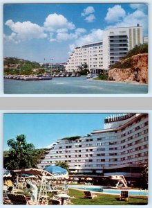 2 Postcards CARACAS, VENEZUELA ~ Swimming Pool HOTEL TAMANACO c1950s