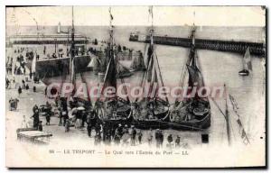 Postcard Old Pier Treport towards the harbor entrance