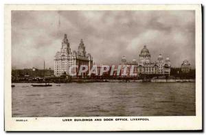 Old Postcard Liver Buildings and Office Dock Liverpool