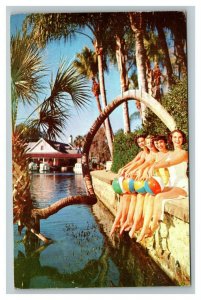 Vintage 1956 Advertising Postcard Bikini Girls Beach Ball Silver Springs Florida