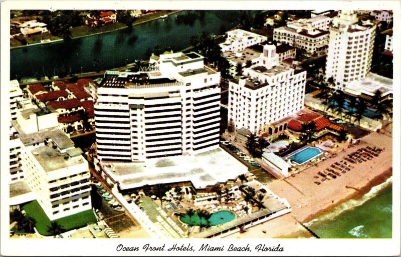 Ocean Front Hotel Miami Beach Florida FL Postcard Gold Coast Beach Unposted Vtg 