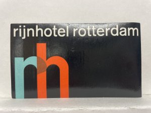 Rijnhotel Rotterdam Netherlands 1960s Modernist Steamer Trunk Luggage Label