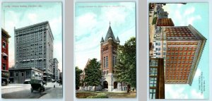 3 Postcards TOLEDO, OH ~ NICHOLAS BUILDING, Baptist Church, Hotel Secor 1910s