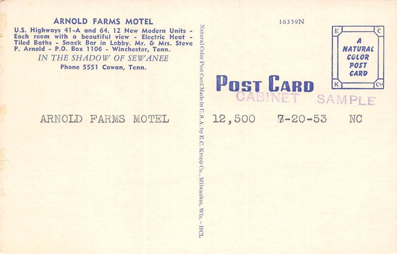 Winchester-Cowan, Tennessee, Arnold Farms Motel, AA375-24