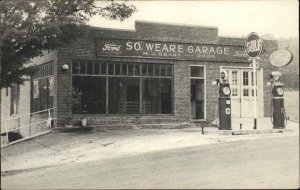 South Weare NH Gulf Gas Station Ford Garage 1930s Real Photo Postcard