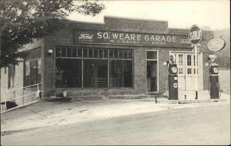 South Weare NH Gulf Gas Station Ford Garage 1930s Real Photo Postcard