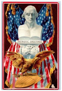 c1910's George Washington Patriotic Greetings Embossed Battle Creek IA Postcard