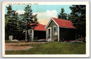 1947 Camps Auto Rest Park Carmel Maine ME Lawn Landscaped Flower Garden Postcard