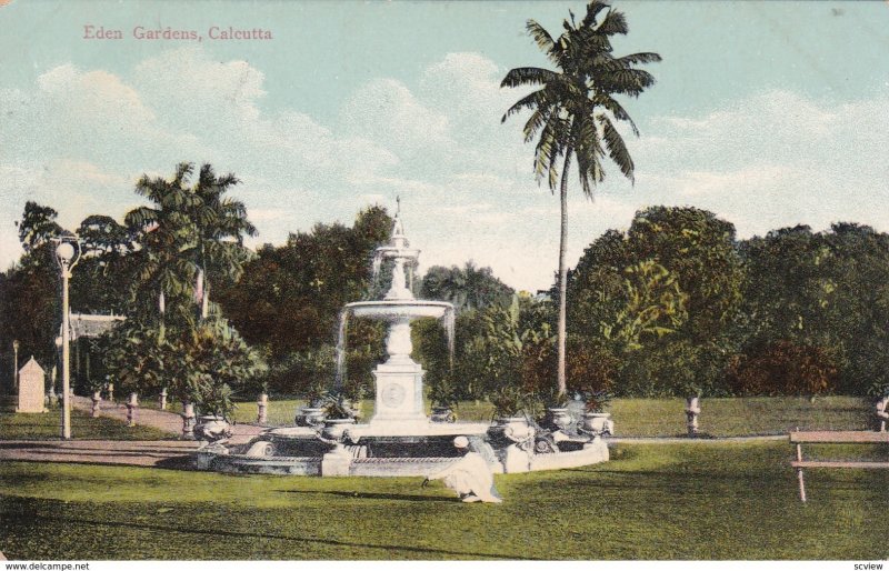 CALCUTTA, India, 1900-1910's; Fountain, Eden Gardens