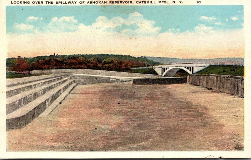 New York Catskill Mountains Ashokan Reservoir Looking Over The Spillway