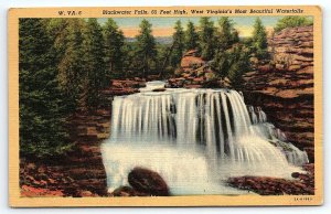 1935 BLACKWATER FALLS WEST VIRGINIA WATERFALL 65FT HIGH LINEN POSTCARD P2450