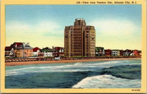 Vtg Atlantic City New Jersey NJ View from Ventnor Pier 1930s Linen Postcard