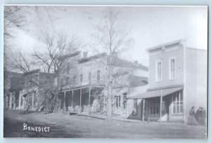 Benedict Iowa IA Postcard Business Section Scenic View c1940's Vintage Trees