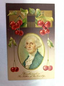 Vintage Postcard 1910s Washington The Father of his Country Cherry Tree Embossed