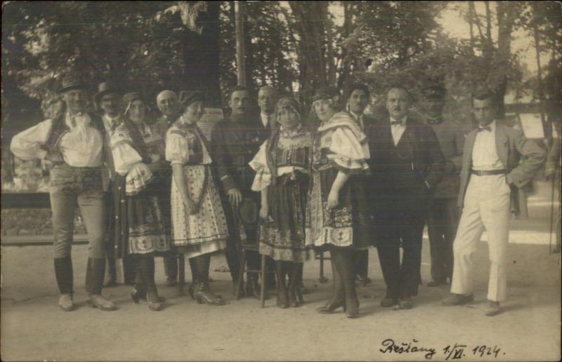 People European Hungarian? Costumes Prestany 1924 Real Photo Postcard