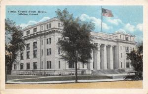 Athens Georgia~Clarke County Court House~Flag on Roof~1920s Postcard