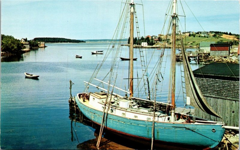 Postcard NS Fishing Schooner at Hackets Cove 1960s K58