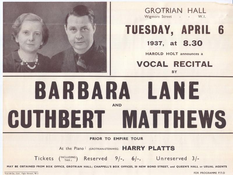 Covent Garden 1937 Cuthbert Matthews Barbara Lane Opera Poster Programme BUNDLE