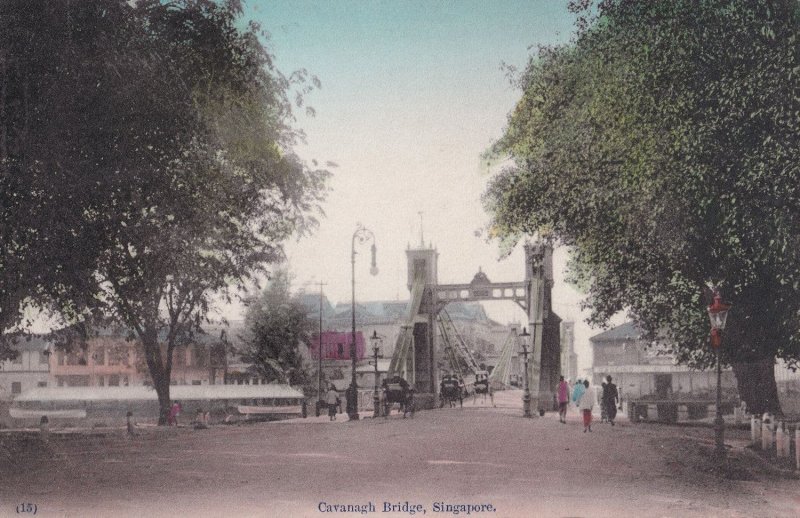 Cavanagh Bridge Singapore Antique Postcard