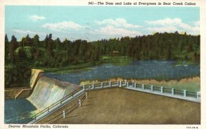 Vintage Postcard1950 The Dam & Lake At Evergreen In Bear Creek Cañon Denver CO