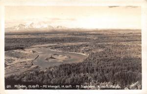 Mt Drum-Mt Wrangell-Mt Blackburn Alaska~Aerial View~1943 Sawyers RPPC Postcard